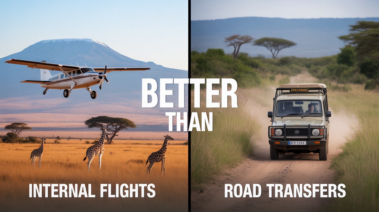 Are internal flights better than road transfers on safari?