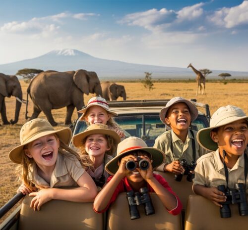 children go on safari